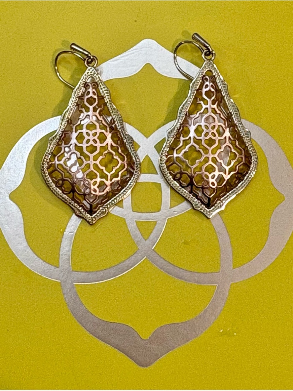 Kendra Scott Lee Filigree Drop Earrings Two Tone Gold & Rose Gold